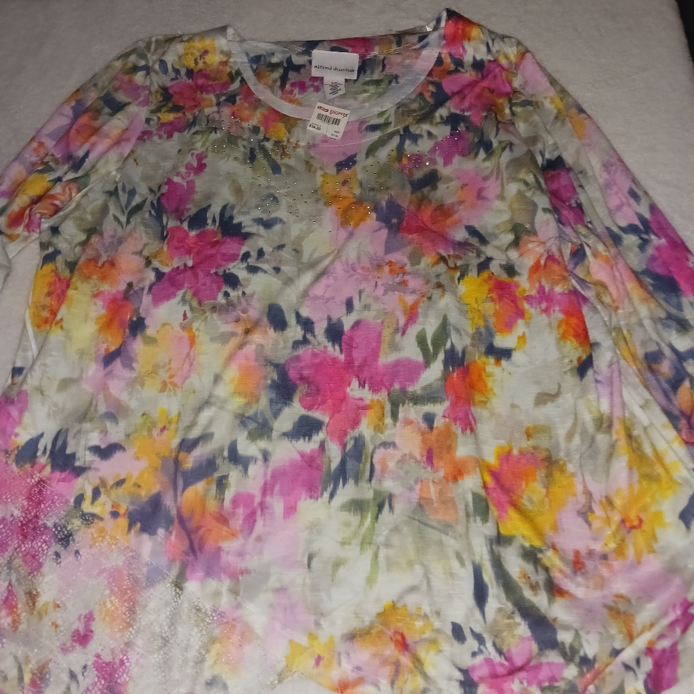 Alfred Dunner Asymmetrical Floral Top 2X